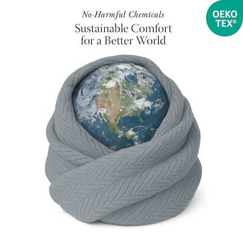 Threadmill Cotton Twin Blanket, Herringbone, Scottish Grey, 68x92 in | 100% Cotton, Herringbone Pattern, 350 GSM, 68x92 in, Breathable, All-Season, OEKO-TEX Certified, Machine Washable - color: Scottish Grey, size: Twin (68" x 92")