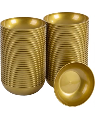 bUCLA 50Pack 10oz Gold Plastic Bowls - Disposable Plastic Salsa Bowls Premium Heavy Duty - Ideal for Wedding &Party - color: Gold, size: 10oz