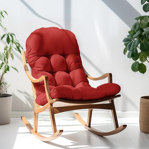 Adirondack Chair Cushion, Rocking Chair Cushion 44x19.4x4 inch, High Back Patio Cushions of Upper and Lower with Ties, Sunscreen and Fade-Resistant (Red, 2) - color: Red