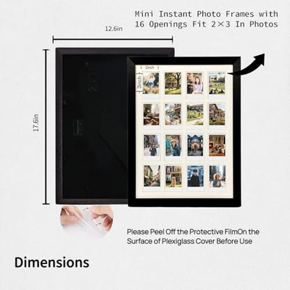 Polaroid Picture Frame Collage 2x3 Instax Mini Film-16 Openings - size: 17.6×12.6