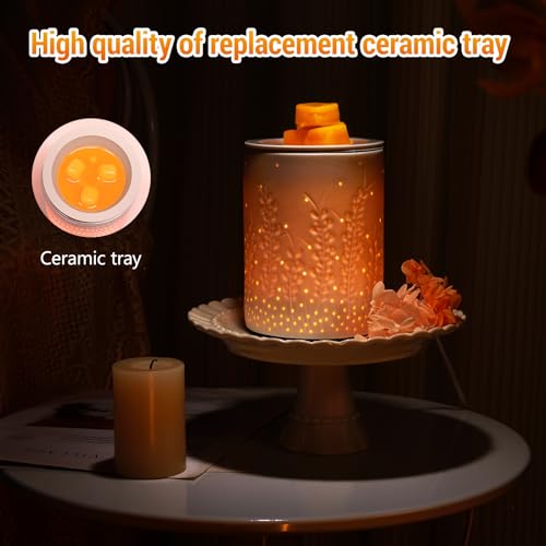 inrorans Wax Melt Warmer Ceramic Oil Burner with Timer Electric Candle Wax Melter with Led Coloful Changing Silicone Removeable Tray for Home Gifts-Golden Wheat - color: Golden Wheat