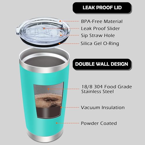20oz Tumbler with Lid Stainless Steel Tumblers Insulated Mug Light Blue 12P - color: Light Blue