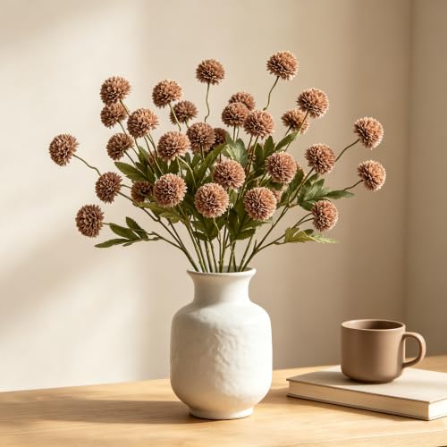 Fake Silk Chrysanthemum, Light Taupe, 10 Pcs | Mini Fake Mums with Stems, DIY Bouquets, Home Decor Floral Arrangements, Vase Fillers, Wedding Centerpieces - color: Light Taupe