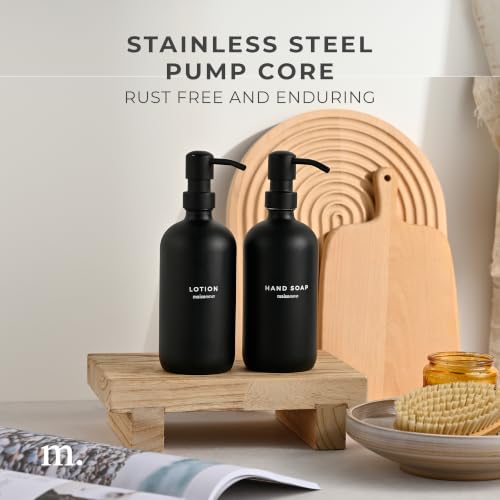 MaisoNovo Soap Dispenser 2-Piece Set | 16.9oz Black Bottles with Black Plastic Pumps - color: Black/Black