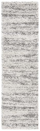 SAFAVIEH Hudson Shag Runner Rug 2'3"x12', Plush Modern Ivory & Grey SGH206A - color: Ivory/Grey, size: 2'3" x 12' (Runner)