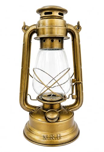 Old Antique Gold Lantern Decorative Indoor Vintage Outdoor Lantern with Clear Glass Metal Candle Holder Lantern