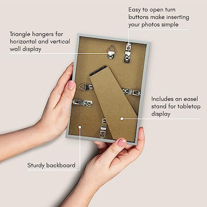 Americanflat 4x6 Picture Frame with Shatter-Resistant Glass - Streamline Collection - Thin Border Photo Frame for Tabletop and Wall Display - Hanging Hardware and Easel Stand Included - Silver | Shatter-resistant glass, wall or tabletop display with inclu