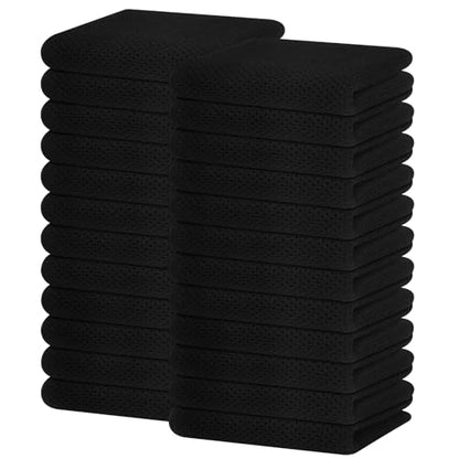 Homaxy 100% Cotton Waffle Weave Kitchen Dish Towels 24-Pack, Black | 13 x 28 Inches, Ultra Soft Absorbent Dish Towels, Quick Drying Cleaning Towels - color: Black, size: 13 X 28 - 24 Pack
