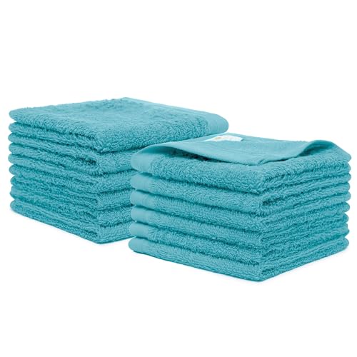 100% Cotton Washcloths Set 13” x 13” | Teal Blue(Turquoise) Towels | Set of 12 Ultra Soft and Highly Absorbent Washcloths Sets for Bathroom, Gym, Hotel, Spa | Machine Washable Face Towel - color: Teal, size: 12 Pcs 13" x 13"