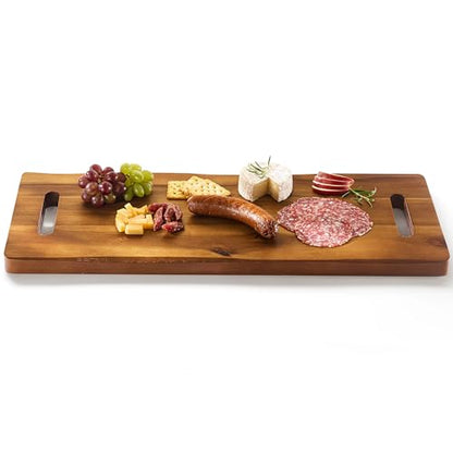 TIDITA 24" Large Acacia Wood Charcuterie Board, Built-in Handles, Raw Edge | Dual-sided Design, Extra Long Wooden Serving Cheese Boards, Rectangular Serving Platter for Meat Steak, Cracker Appetizers - color: Acacia, size: 24" x 9.8" x 1"