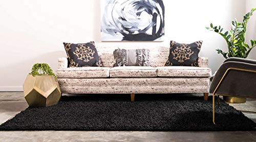 Unique Loom Solid Shag Collection Area Rug (2' x 3' 1" Rectangle, Jet Black) - color: Jet Black, size: 2' x 3'1" (Rectangular)