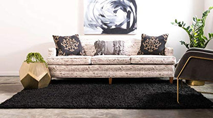 Unique Loom Solid Shag Collection Area Rug (2' x 3' 1" Rectangle, Jet Black) - color: Jet Black, size: 2' x 3'1" (Rectangular)