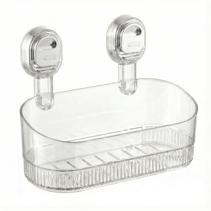 AVOKIHI Suction Cup Shower Caddy, No Drill Shower Shelf | Clear acrylic storage box for inside shower. Strong suction cups hold safely on smooth walls. No drill or adhesive. - color: Transparent