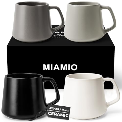 MIAMIO - Coffee Mugs Set of 4, Ceramic (14oz) - Luxe (Classic Pastel) | Large Ceramic Coffee Mugs for Cappuccino, Tea and Espresso, Tea / Coffee Mug 4-Piece Set, Cup Set - dishwasher safe - color: Classic Pastel