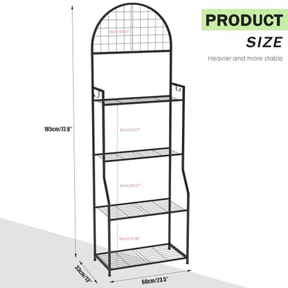 VGMiu 4 Tier Plant Stand Indoor Outdoor, Metal Plant Shelf for Multi Plants | Black Plant Display Stand Flower Plante Pots Holder for Patio Garden Balcony Living Room