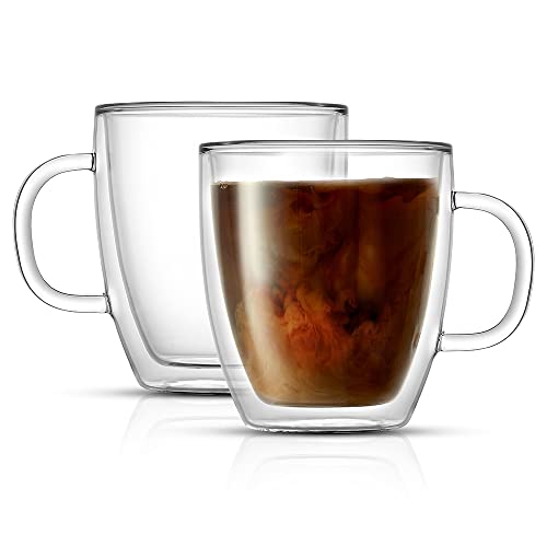 JoyJolt Savor Double Wall Insulated Glasses - Coffee Mugs (Set of 2) - 13.5-Ounces - style: Coffee Cups