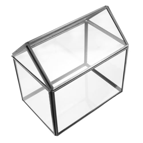 House Shape Geometric Glass Terrarium Planter Indoor Greenhouse with Swing Lid for Succulents Moss and Orchids Creative Tabletop Display for Home Decor and Gifting