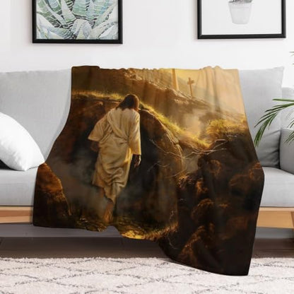 Jesus Leaving The Tomb 01 Flannel Blankets Fleece Soft Throw Lightweight Plush Gifts for Couch, Bed, Cozy Sofa Plush, Chair, Lovers 30x40in（75x100cm） - color: Style-10, size: 30x40in（75x100cm）