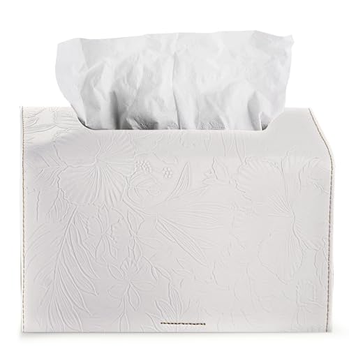 Leather Cover for Disposable Paper Hand Towel Box, Compatible with Kleenex Paper Hand Towel(1-Carved White) - color: 1-carved White