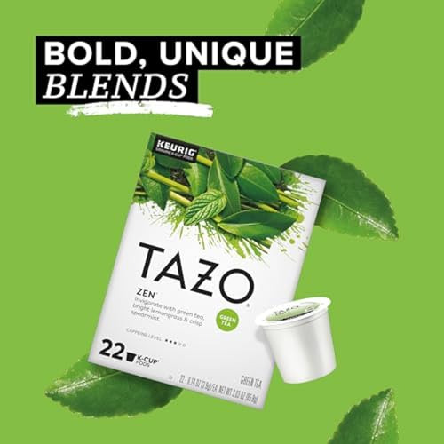 TAZO Organic Zen Green Tea K-Cups, Caffeine Free Tea with Refreshing Lemongrass & Spearmint, 22 Pods (Pack of 2) - size: 22 Count (Pack of 2) Organic Zen