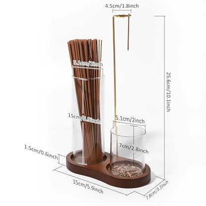2 Pack Incense Holder for Sticks with Glass Ash Catcher | Keeps ash contained for cleaner incense burning and easy cleanup.