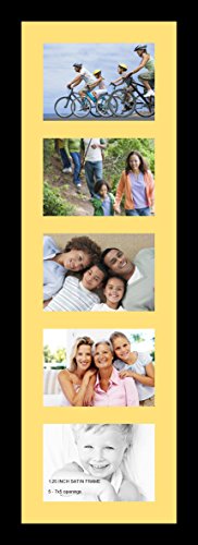 ArtToFrames Collage Photo Frame Single Mat with 5-5x7 Openings with Satin Black Frame and Canary mat. - color: 5 - 5x7 - (2137), size: Canary