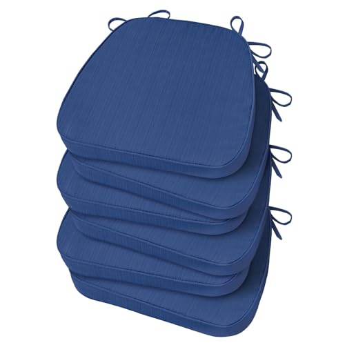 Basic Beyond Chair Cushions for Dining Chairs, D-Shaped Kitchen Chair Cushions with Ties Set of 6, 2.5" Thick Seat Cushions for Dining Room/Kitchen Chairs, 17" x 16", Royal Blue - color: Blue, size: 6 Count(Pack of 1)