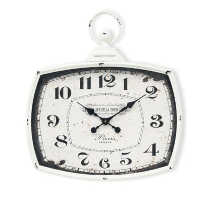 Retro Rectangle Wall Clock, Battery Operated Silent White Farmhouse Wall Clocks, Antique Old Design Style, Wall Clocks for Living Room,Kitchen,Bedroom,Office (17" H x 15" W) - color: White-15"×17"