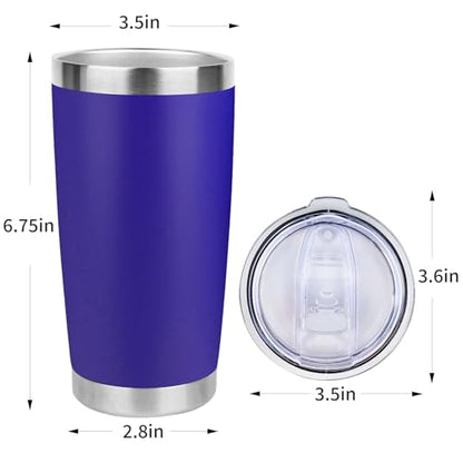 20oz Stainless Steel Tumbler Bulk with Lid, Travel Mug - Double Wall Vacuum Powder Coated Cup - Dark Blue, 6 Pack - color: Dark Blue, size: 6 Pack