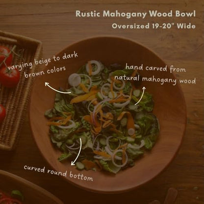 Rustic Wood Bowls for Serving Salads (Oversized (19-20")) - size: Oversized (19-20")