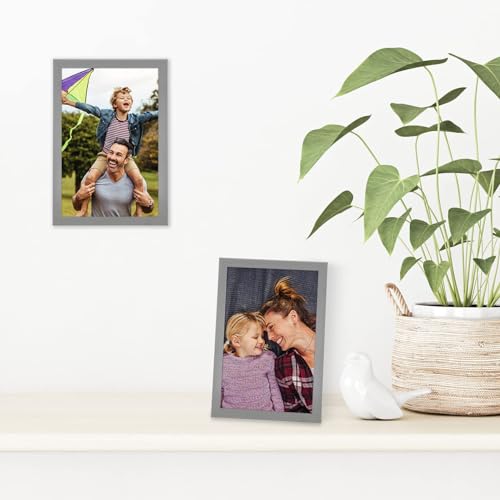 Americanflat 4x6 Picture Frame with Shatter-Resistant Glass - Streamline Collection - Thin Border Photo Frame for Tabletop and Wall Display - Hanging Hardware and Easel Stand Included - Silver | Shatter-resistant glass, wall or tabletop display with inclu