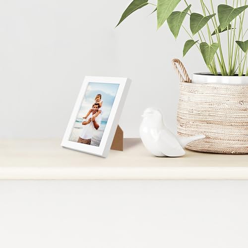 Americanflat 3x5 Picture Frame - Slim Molding - White | Shatter-resistant glass, wall or tabletop display with included easel, secure turn-tab backing, fits photos, posters and art - color: White, size: 3x5