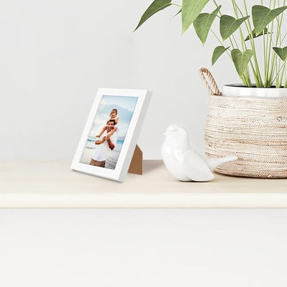 Americanflat 3x5 Picture Frame - Slim Molding - White | Shatter-resistant glass, wall or tabletop display with included easel, secure turn-tab backing, fits photos, posters and art - color: White, size: 3x5