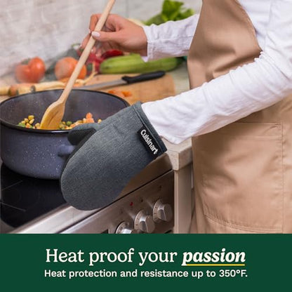 Cuisinart Mini Oven Mitts, 2-Pack, Neoprene Grip, Heat Resistant 350F | Cotton-lined, non-slip neoprene palm, ambidextrous design, ideal for smaller hands and everyday cooking - color: Charcoal