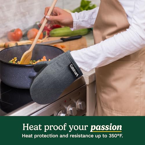 Cuisinart Mini Oven Mitts, 2-Pack, Neoprene Grip, Heat Resistant 350F | Cotton-lined, non-slip neoprene palm, ambidextrous design, ideal for smaller hands and everyday cooking - color: Charcoal