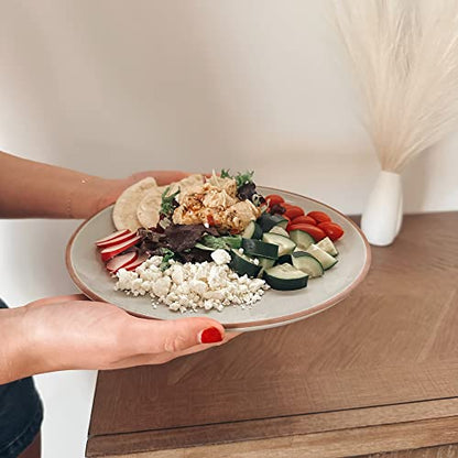 Mora Ceramic Dinner Plates Set of 6, 10 inch Dish Set - Microwave, Oven, and Dishwasher Safe, Scratch Resistant, Modern Rustic Dinnerware- Kitchen Porcelain Serving Dishes - Earl Grey - color: Earl Grey