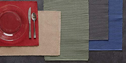 DII Basic Everyday Ribbed Tabletop 100% Cotton, Placemat Set, 13x19, French Blue, 6 Piece - color: French Blue, size: 13x19"