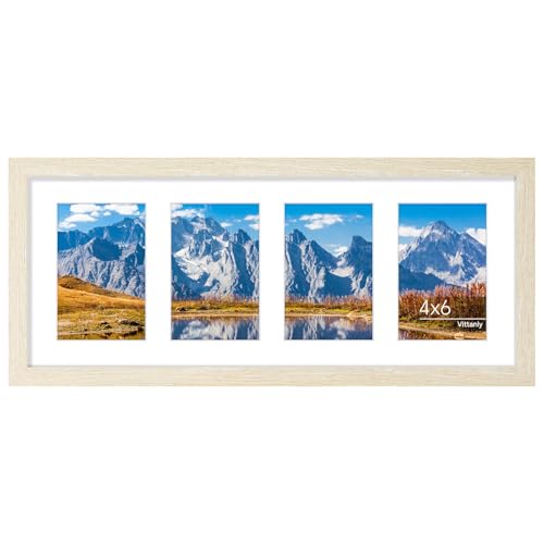 Vittanly 8x20 Collage Picture Frame for Wall Mounting, Cornsilk | Displays 4Pcs 4x6 Pictures with Mat or 1Pc 8x20 without Mat, Picture Frames Collage Wall Decor, 1 Pack - color: Cornsilk, size: 8x20