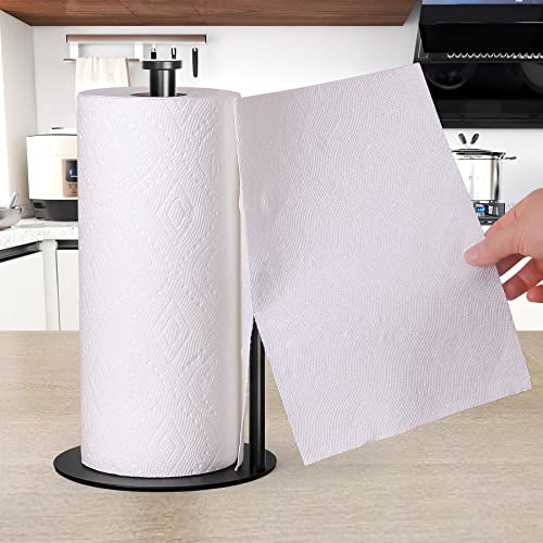 Paper Towel Holder Countertop, OBODING, Black Kitchen Paper Towel Holder Stand for Kitchen and Bathroom Organization, Stainless Steel Paper Towel Holders for Standard and Large Rolls (Matte Black) - color: Black