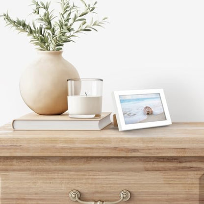 Americanflat 3x5 Picture Frame - Slim Molding - White | Shatter-resistant glass, wall or tabletop display with included easel, secure turn-tab backing, fits photos, posters and art - color: White, size: 3x5