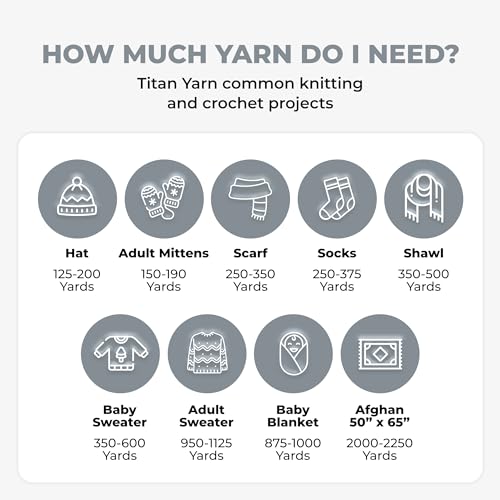 Mary Maxim Titan Bulky Yarn, Weight 5 Acrylic, Chunky Yarn for Crocheting and Knitting, Ideal for Thick, Soft Blankets, Throws, and Graph Style Sweaters, 80 Yards - Light Grey - 1 Skein - color: Light Grey