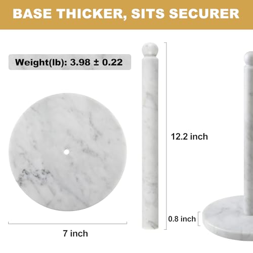 Italian Marble Paper Towel Holder Countertop, Carrara Stone Paper Towel Holder Stand for Kitchen Storage, for Standard or Jumbo-Sized Rolls(Bianco Carrara)