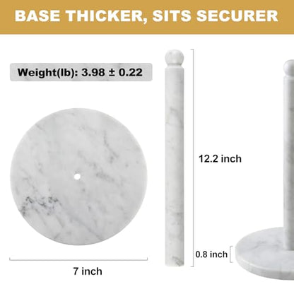 Italian Marble Paper Towel Holder Countertop, Carrara Stone Paper Towel Holder Stand for Kitchen Storage, for Standard or Jumbo-Sized Rolls(Bianco Carrara)