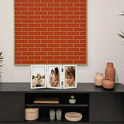 WUTL 3 Picture Frame Triple Collage 5x7 Frames with Real Glass White | Trifold Photo Frame, Hinged Foldable, Crystal Clear Real Glass - color: White, size: 5x7
