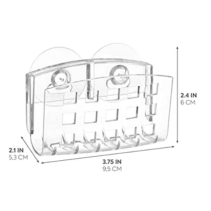 iDesign Plastic Sponge Holder with Suction Cups, Clear | For Kitchen Sink, Bathroom Organization - size: Medium
