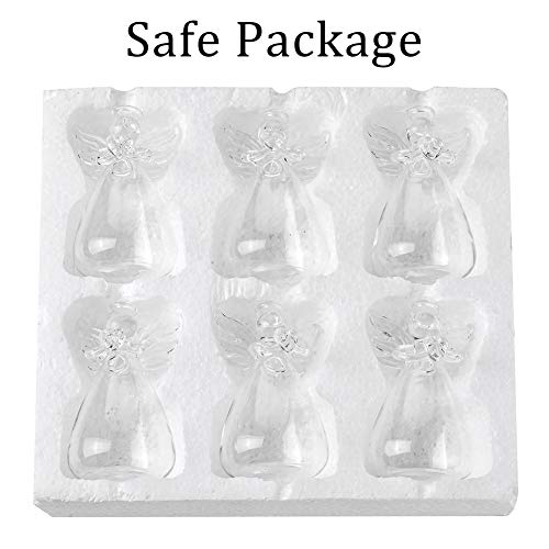 Sziqiqi Glass Guardian Angel Hanging Bud Vase, Plant Containers, 8Pcs | 3.5in, Clear Glass Tiny Hydroponic Vases for Cuttings, Bulk Planter for Home Decor, Bautizo Decorations, Room Ornaments, Gift