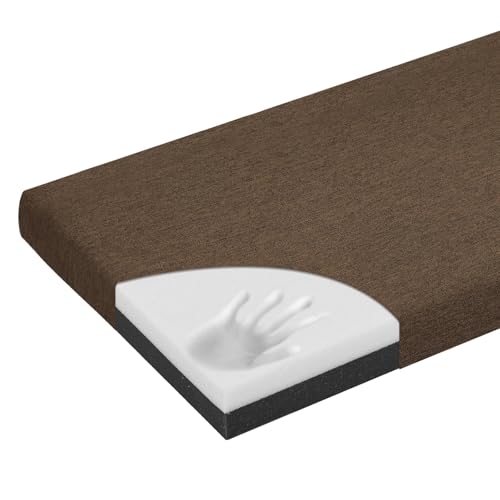 baibu 40 Inch Bench Cushion, Dual-Layer Design Memory Foam Indoor Bench Cushion, Non-Slip Standard Size Rectangle Seat Pad with Ties, 40x16x2Inch, Brown - color: Brown, size: 40x16x2 Inch (Pack of 1)