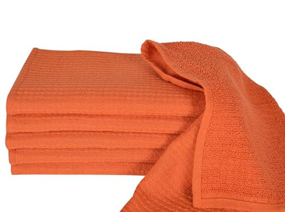 Dish Towels|Kitchen Dish Cloths Two-Sided Waffle Terry|13x28 Inches 100% Cotton Dish Rags Washing Dishes|Super Absorbent Reusable Quick Drying Dish Towels| 6-Pc Set Orange - color: Orange-1