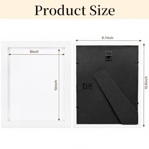 Shadow Box Frame 8"x 10" - 4 Pack Wood Deep Shadowbox with Glass Shadow Boxes Display Cases Suitable for Photos, Dried Flowers, DIY Crafts Medals Picture Frames for Wall Tabletop (White) - size: 8x10-4pcs-white