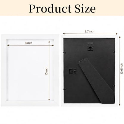Shadow Box Frame 8"x 10" - 4 Pack Wood Deep Shadowbox with Glass Shadow Boxes Display Cases Suitable for Photos, Dried Flowers, DIY Crafts Medals Picture Frames for Wall Tabletop (White) - size: 8x10-4pcs-white